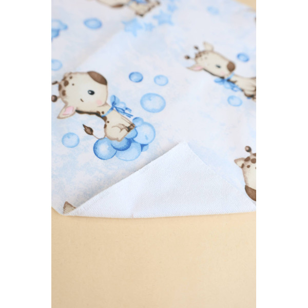 Непромокаюча пелюшка · 120×60 см · Жирафи сині бульбашки — Babywear