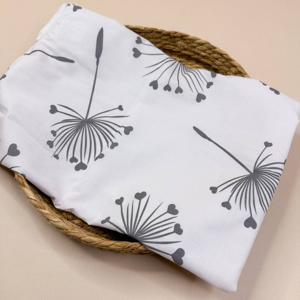 Непромокаюча пелюшка · 120×60 см. · Біла сірі кульбаби — Babywear