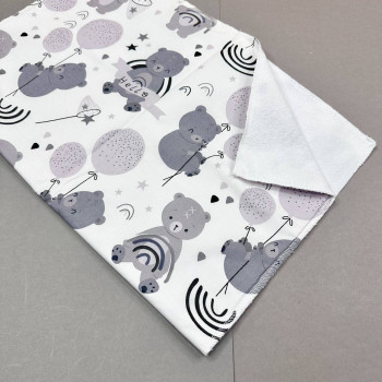 Непромокаюча пелюшка · 60×45 см · Сірі ведмедики з радугами — Babywear