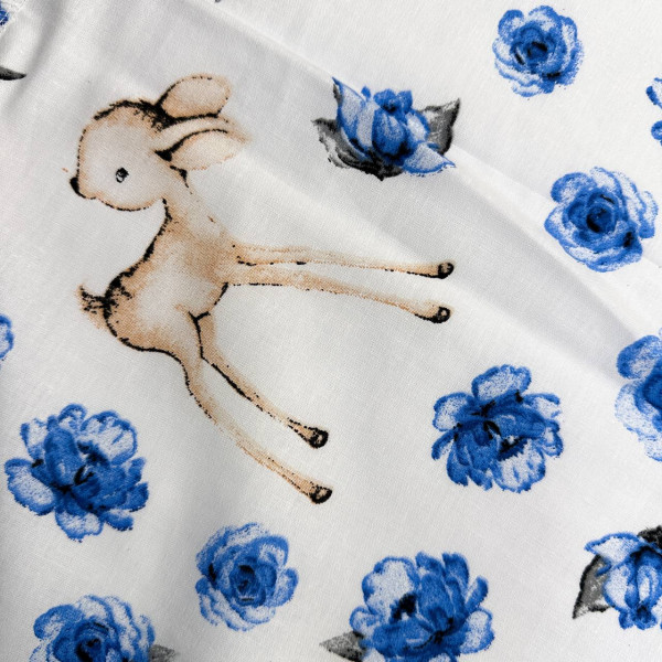 Непромокаюча пелюшка · 60×45 см · Лами сині квіточки — Babywear