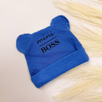 Шапочка із байки з вушками Синя " Mini boss"