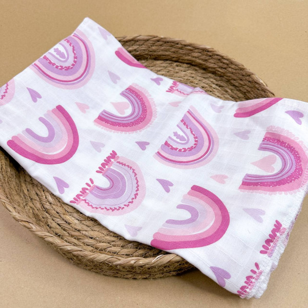 Муслінова пелюшка · 90×80 см. · Фіолетові веселки — Babywear