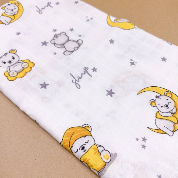Муслінова пелюшка · 90×80 см. · Ведмедики на місяці — Babywear