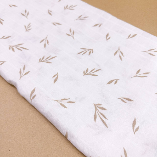 Муслінова пелюшка · 90×80 см. · Бежеві листочки — Babywear