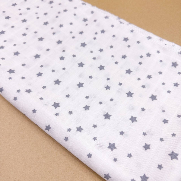 Муслінова пелюшка · 90×80 см. · Сірі зірочки — Babywear
