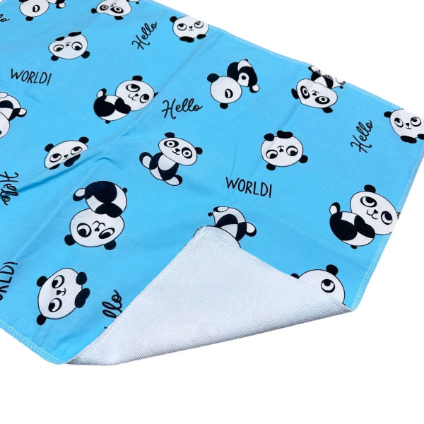 Непромокаюча пелюшка · 60×45 см · Блакитна з пандочками — Babywear