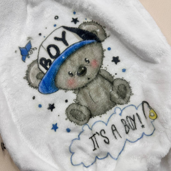 Боді з капюшоном із махри авторскі З ведмедиком Boy (56–92)
