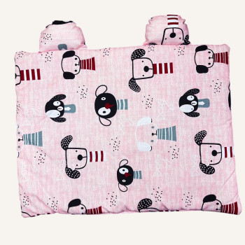 Подушка прямокутна з вушками Рожева із собачками