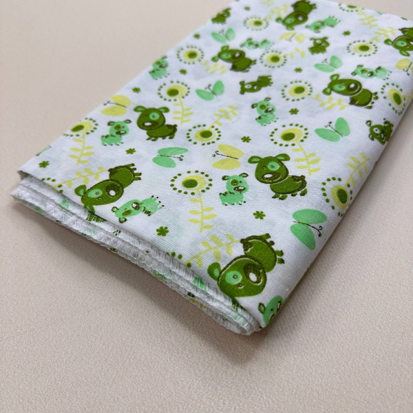 Ситцева пелюшка · 90×100 см · Зелені песики — Babywear
