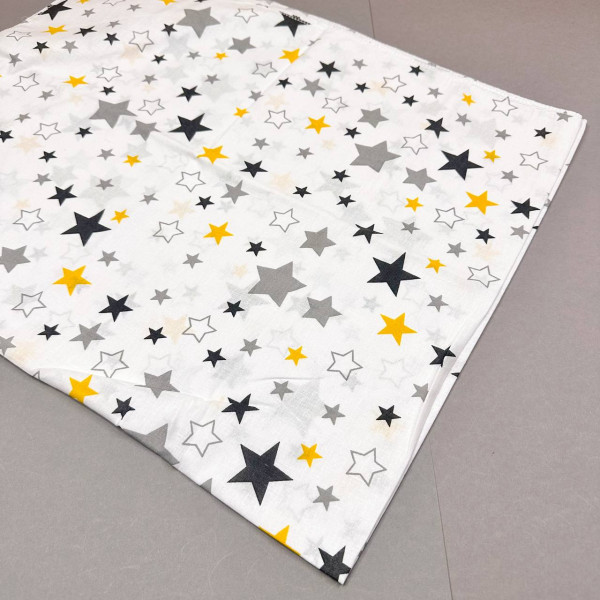 Бавовняна пелюшка · 90×110 см · Біло-жовті зірочки — Babywear
