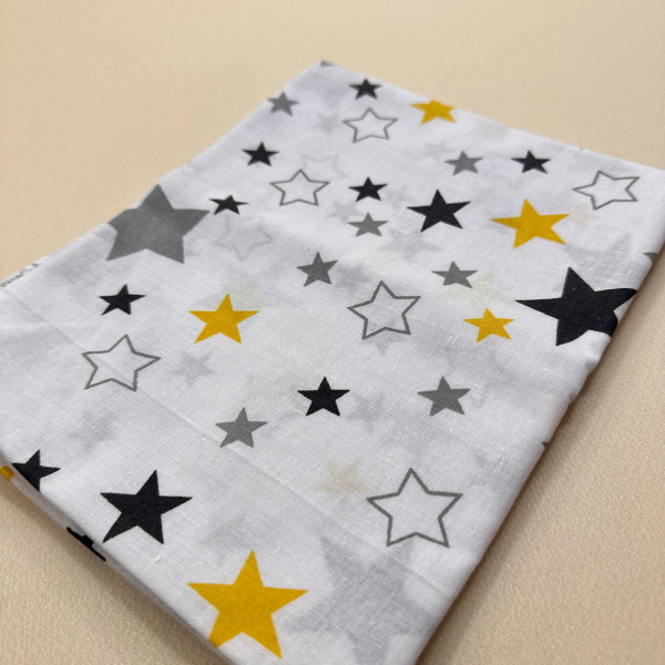 Бавовняна пелюшка · 90×110 см · Біло-жовті зірочки — Babywear
