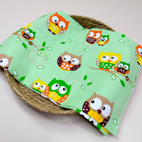 Бавовняна пелюшка · 90×110 см · Зелені сови — Babywear
