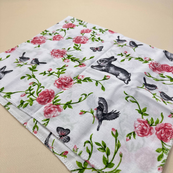 Бавовняна пелюшка · 90×70 см · Зайченя та троянди — Babywear
