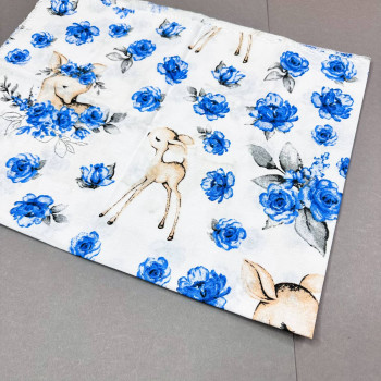 Бавовняна пелюшка · 90×70 см · Лама з блакитними квітами — Babywear