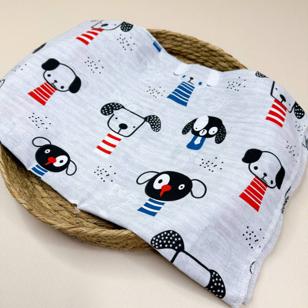 Бавовняна пелюшка · 70×90 см · Сірі собачки · 100% бавовна — Babywear