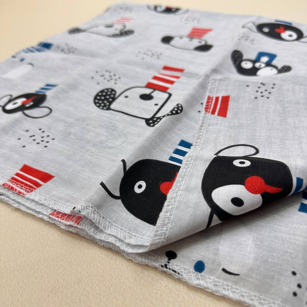 Бавовняна пелюшка · 70×90 см · Сірі собачки · 100% бавовна — Babywear