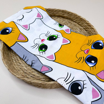 Бавовняна пелюшка · 70×90 см · Жовто-сірі котики — Babywear