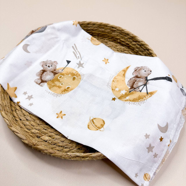 Бавовняна пелюшка · 90×70 см · Ведмедик на місяці — Babywear