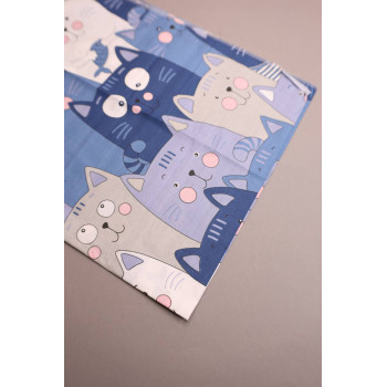 Бавовняна пелюшка · 90×70 см. · Блакитно-сині котики — Babywear
