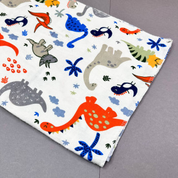 Байкова пелюшка · 110×90 см. · Біла із динозаврами · Тепла — Babywear