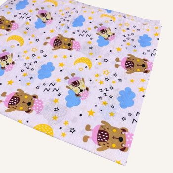 Бавовняна пелюшка · 90×70 см · Рожева з ведмедиками — Babywear