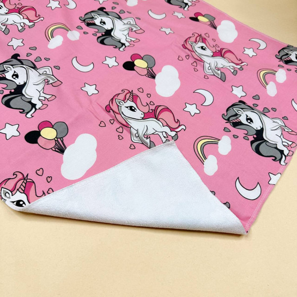 Непромокаюча пелюшка · 120×60 см · Рожева з единоріжками — Babywear