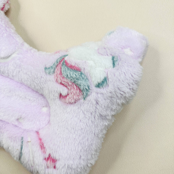 Махрова ортопедична  подушка для малюків рожева з єдинорогами що світиться в ночі