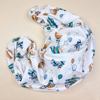 Простинка в ліжечко із преміум бязі Тварини на зелених літаках