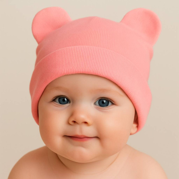 Шапочка з рубчику Рожева EldollBaby