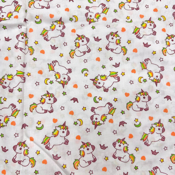 Ситцева пелюшка · 90×100 см · Біла з єдинорогами — Babywear