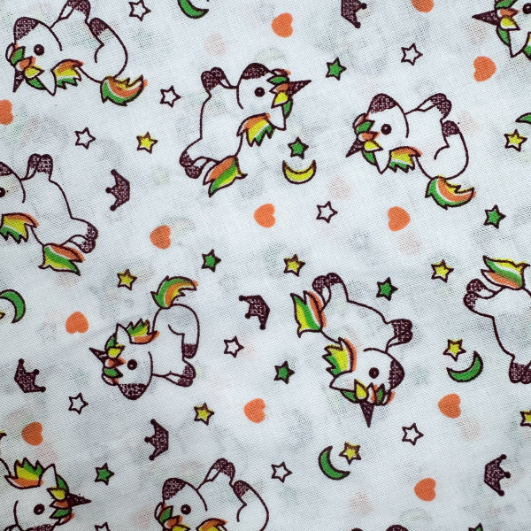 Ситцева пелюшка · 90×100 см · Біла з єдинорогами — Babywear