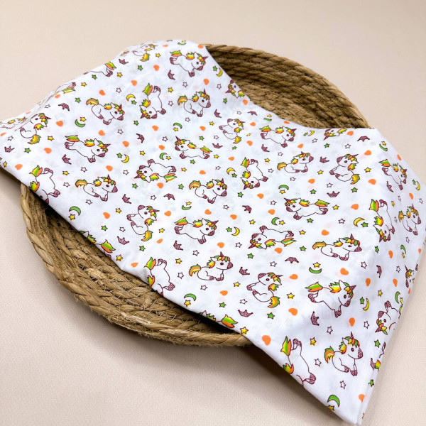 Ситцева пелюшка · 90×100 см · Біла з єдинорогами — Babywear