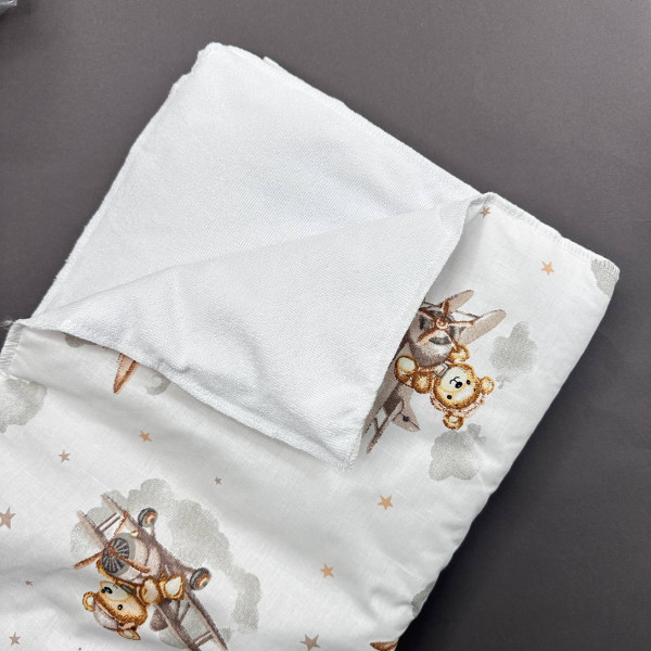 Бавовняна пелюшка · Бежевий ведмедик на літаку — Babywear