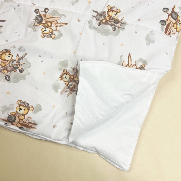 Бавовняна пелюшка · Бежевий ведмедик на літаку — Babywear