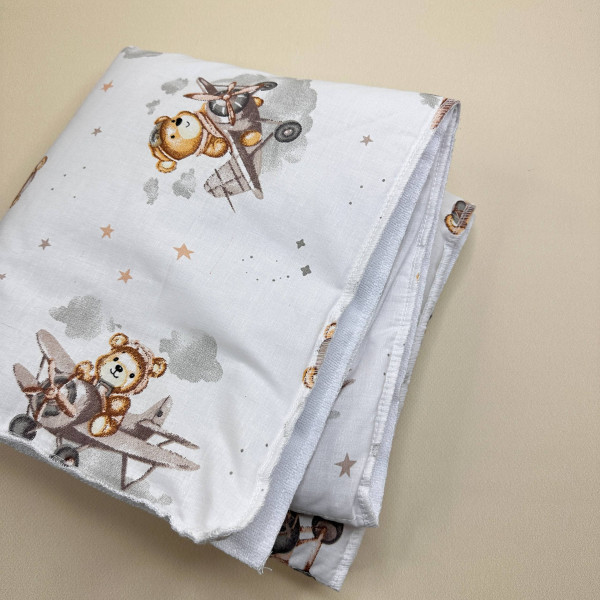 Бавовняна пелюшка · Бежевий ведмедик на літаку — Babywear