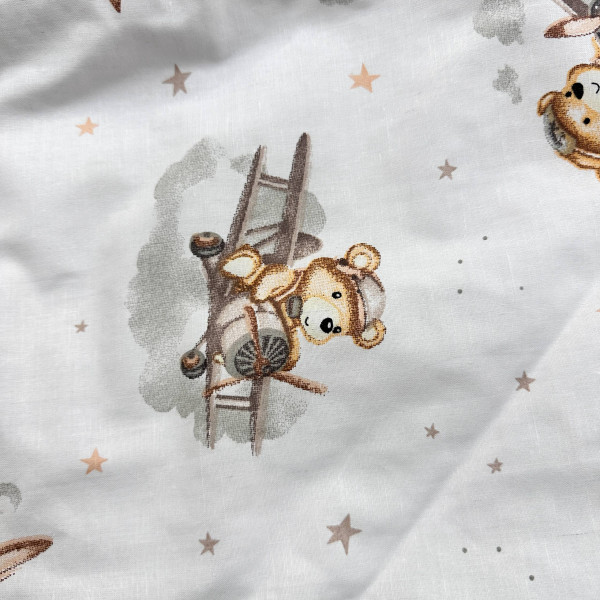 Бавовняна пелюшка · Бежевий ведмедик на літаку — Babywear