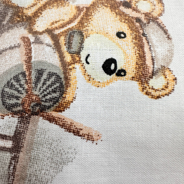Бавовняна пелюшка · Бежевий ведмедик на літаку — Babywear