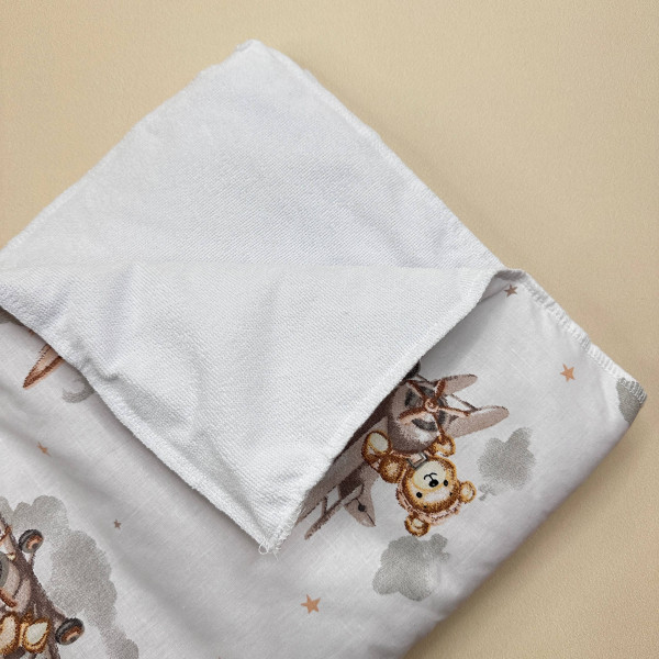 Бавовняна пелюшка · Бежевий ведмедик на літаку — Babywear