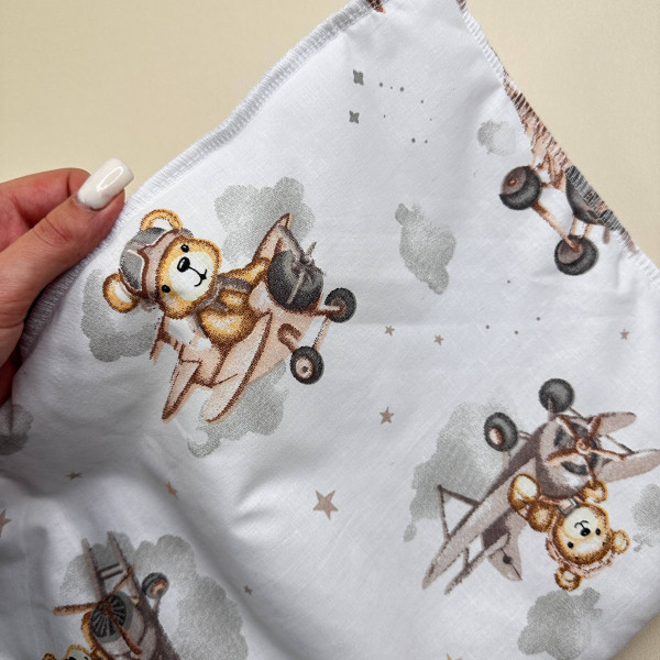Бавовняна пелюшка · Бежевий ведмедик на літаку — Babywear