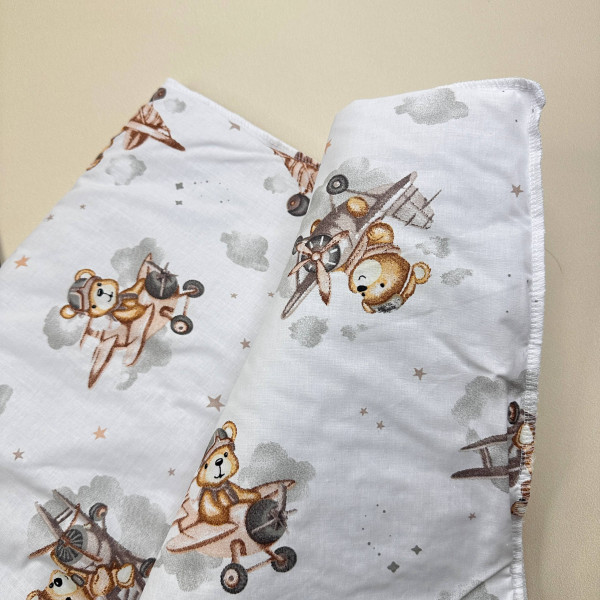 Бавовняна пелюшка · Бежевий ведмедик на літаку — Babywear