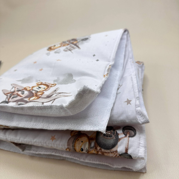 Бавовняна пелюшка · Бежевий ведмедик на літаку — Babywear