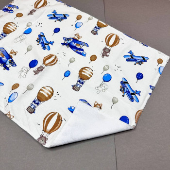 Непромокаюча пелюшка · 120×60 см · Сині літаки кулі — Babywear