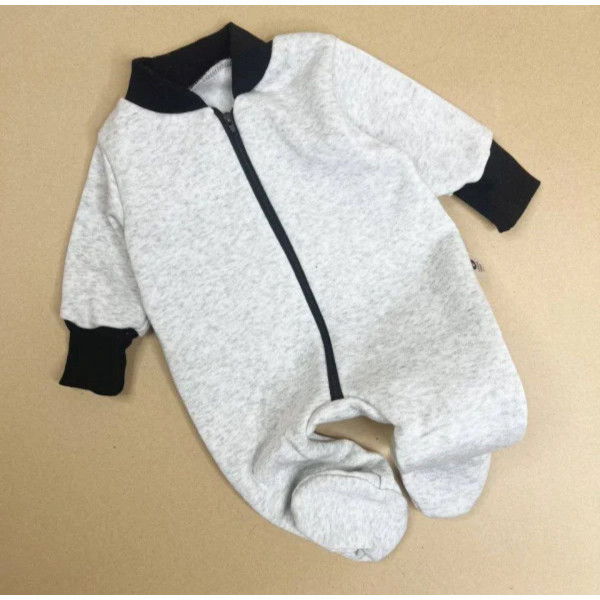 Комфортний комбінезон із тринитки на флісі без капюшону Світло-сірий (56–92)