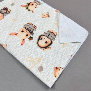 Непромокаюча пелюшка · 80×65 см · Бежева зайчики пташки — Babywear