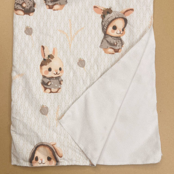 Непромокаюча пелюшка · 80×65 см · Бежева зайчики пташки — Babywear