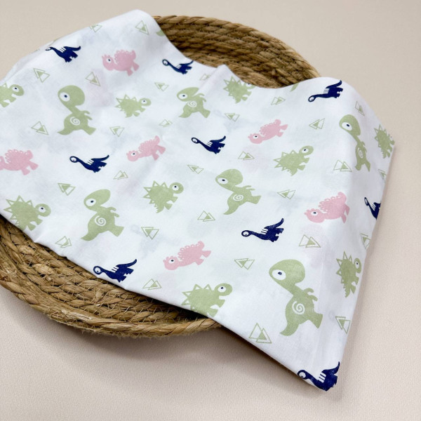 Ситцева пелюшка · 90×100 см · Пастельні Динозаври — Babywear