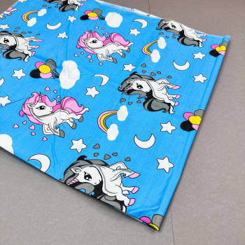 Бавовняна пелюшка · 90×70 см · Блакитна з єдинорогами — Babywear