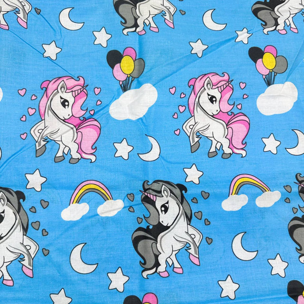 Бавовняна пелюшка · 90×70 см · Блакитна з єдинорогами — Babywear