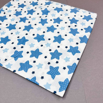 Ситцева пелюшка · 90×100 см · Біла з блакитними зірочками — Babywear