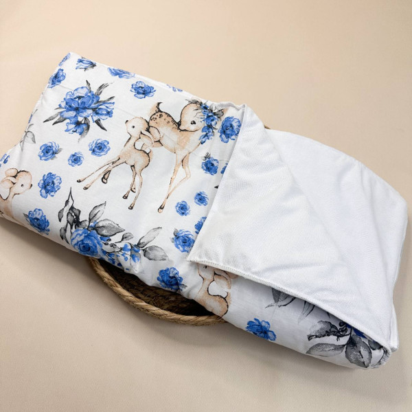 Бавовняна пелюшка · Біла оленята та квіти · З синтепоном — Babywear